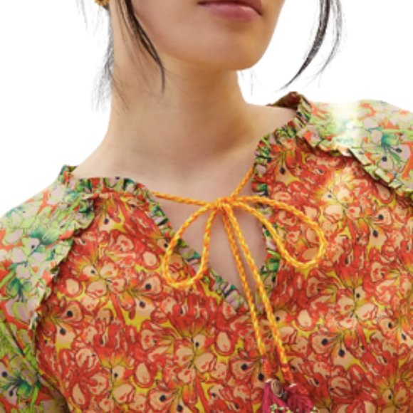 Roopa Pemmaraju Vivi Floral Patchwork Peplum Peasant Blouse Anthropologie Medium - Picture 5 of 15